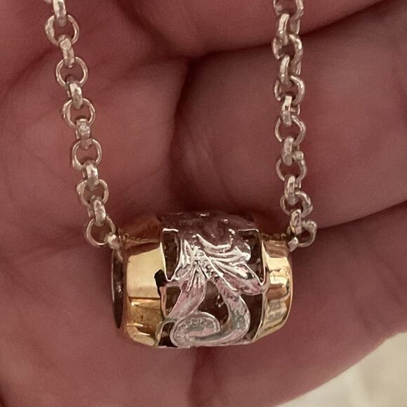 STERLING SILVER GOLD PLATED SILVER NECKLACE WITH CHAIN​ - Picture 1 of 11